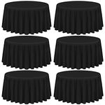 Showgeous 6 Pack Black Round Tablecloth 120 Inch Polyester Fabric Table Cloth Washable Fabric Table Cover for Wedding Banquet Restaurant Buffet Parties and Camping