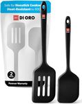 DI ORO Silicone Turner Spatula Set - Kitchen Spatulas for Nonstick Cookware - Cooking Utensils for Flipping Eggs & Pancakes - 600°F Heat-Resistant BPA Free Turners - Dishwasher Safe (2pc, Black)