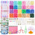 RAYITO 6200pcs Clay Beads Bracelet Making Kit, 24 Colors Polymer Flat Clay Beads for Bracelet Making Friendship Bracelet Making Kit Jewellery Making Kit with Gift Box Clay Bead Set for Girls Gifts