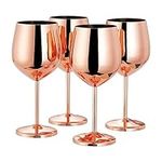 Oak & Steel - 4 Elegant Copper Rose Gold Steel Wine Glasses - 540ml