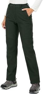 Womens Snow Pants Winter Fleece Lined Waterproof Soft Shell Insulated Outdoor Camping Travel ski Pants,5022,Army Green,14