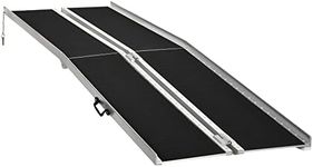 HOMCOM Wheelchair Ramp 10FT, Folding Aluminum Threshold Ramp with Non-Slip Surface, Transition Plate, 594lbs Weight Capacity for Home, Doorways, Curbs, Steps