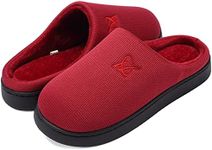 landeer Memory Foam Cotton Slippers Couple Style Men's and Women's House Casual Shoes (Wine red,Women9-10/Men7-8)