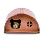 Sparrow Daughter Leather Squirrel House For Outdoors, Garden, Backyard, Small Animals Habitat For Chinchilla Squirrel With Poles, Squirrel Nest & Feeder,Natural Color