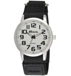 Ravel - Men's Modern Workwear Watch with Easy-Fasten Strap - Silver Tone/White Dial/Black Strap