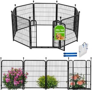 ADAVIN Tall Garden Fence, 48 in(H) 10 Panels Heavy Duty Iron Metal Animal Barrier Fence, Indoor or Outdoor Dog Playpen, Temporary Fence, No Dig Garden Border Fencing for Yard, Total 22.1 FT(L),Black