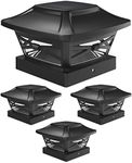 Davinci Lighting Renaissance Solar Outdoor Post Cap Lights - Includes Bases for 4x4 5x5 6x6 Posts - Bright LED Light - Slate Black (4 Pack)