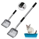 Acalu Cat Litter Scoop,Metal Long Handle Kitty Litter Coop Scooper,Heavy Duty Cats Pooper for Litter Box Pet Poop Shovel,Chicken Poop Scooper 32inch