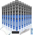 CHAMPKEY Professional Hybrid Golf Grips 13 Pack - Come with All Repair Kits - All Weather Performance and High Feedback Golf Club Grips(Oversize，Blue)