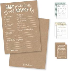 Hadley Designs 50 Rustic Advice and Prediction Cards for Baby Shower Game, New Mom & Dad Card or Mommy & Daddy To Be, For Girl or Boy Babies, Fun Gender Neutral Shower Party Favors