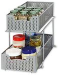 SimpleHouseware 2 Tier Pull Out Cabinet Organizer Drawer for Under Sink, Kitchen and Bathroom, Silver