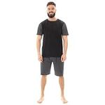 Sock Stack Mens Short Pyjama Set Cotton Pyjamas T Shirt Shorts Loungewear Sets, X Large Black/Charcoal