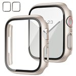 2 Pack Case with Tempered Glass Screen Protector for Apple Watch Series 3/2/1 38mm,JZK Slim Guard Bumper Full Coverage Hard PC Protective Cover HD Ultra-Thin Cover for iWatch 38mm,Starlight+Starlight