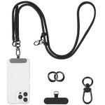 Amaxiu Cell Phone Crossbody Lanyards, Thick Nylon Phone Lanyard Strap Around the Neck Universal Adjustable Phone Straps with 2pcs Tether Pads Compatible with Mobile Phones, Earphone, Keychain(Black)