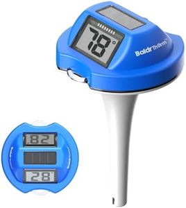 BaldrTherm Pool Thermometer Solar Digital Floating, High Precision Large Screen Without Fogging with Double-Sided Display Screen for Swimming Pool, Aquarium, Spa, Hot Spring, Ponds