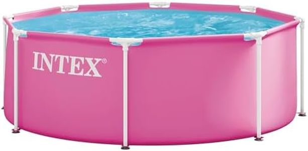 INTEX Metal Frame 8 ft x 30 in Above Ground Pool Set, Round Swimming Pool with Steel Frame