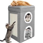 Hibtn Cat House,Cat Cave For Indoor Cats,Three Layer Condo With Cushions,Foldable Storage Cat Nest Cat Bed,With Cat Scratching Board,Cat Cube For Indoor Cats