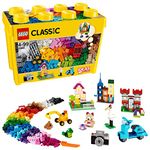 LEGO 10698 Classic Large Creative Brick Storage Box Set, Building Toys for 4 Plus Year Old Kids, Boys & Girls, Construction Toy with Windows, Doors, Wheels and Green Baseplate