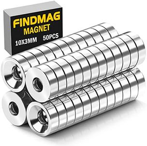 50Pack Neodymium Magnets Industrial Strength Round Base Small Rare Earth Magnets, 0.39’’(10mm) Heavy Duty Disc Magnets with Countersunk Hole for Tool, Home, Workplace etc.
