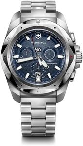 Victorinox Orologio Uomo I.N.O.X. Chrono Ø 43 mm, Swiss Made, Quarzo Analogico, Impermeabile fino a 200 m, Bracciale Inox, Argento/Blu