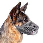 Breathable Soft Adjustable Mesh Muzzles, Nylon Pet Mask Dog Training Muzzle, Prevent Eating Biting Chewing Dog Mouth Guard Cover for Small Medium Large Dogs (S, Grey)