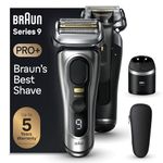 Braun Electric Shaver for Men, Wet & Dry shave, From Gillette Autosense Technology, Gentle on Skin, Effective on Tough Beards, Precision Trimmer, Advanced German Engineering, Silver, Series 9 Pro 9567cc