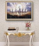 Elegance vastu 7 running white horses sunrise painting picture photo wall frame canvas big size for home decor,office,gifts Painting size- 19.5 length x 13.5 height inch