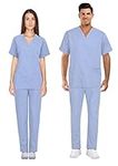 Proluxe Professional Healthcare Scrub Suit Set - Top & Trouser - Unisex (M, Sky Blue)