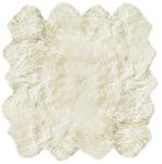 Natural Sheepskin Rug with Thick and Lush 2.5 Inch Pile | Hypoallergenic Sheep Fur Rug with Anti-Skid Back l Sheepskin Wool Area Rugs, Natural, 7 ft x 6 ft