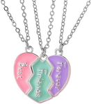 Elefezar BFF Necklace for 3, Heart 