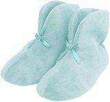 Slipper Boots, Forfoot Womens Winter Booties Slippers Coral Fleece Cozy Slip On Floor House Indoor Shoes Light Blue Non Slip Boot Slippers Size 7-8