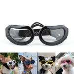 Adjustable Pet Goggles, UV Protection, Windproof Dog Sunglasses for Small Dogs and Cats, Black (Clear)