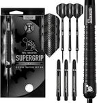 Harrows SUPERGRIP BLACK EDITION 90% Tungsten Steel Tip Darts Set. Available in 21g, 22g, 23g, 24g, 25g, 26g, 28g & 30g - Includes Supergrip Shafts & Supergrip Flights-25g