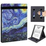 WALNEW Flip Case for 10.2-inch Kindle Scribe 2022 Released, Two Hand Straps and Vertical Multi-Viewing Stand Cover with Auto Wake/Sleep for 10.2” Amazon Kindle Scribe E-Reader (Starry Night)