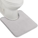 GORILLA GRIP Thick Memory Foam Toilet Rug for Bathroom, U Shaped Washable, Soft Absorbent Velvet Topside Floor Mats, Machine Wash, Cushioned Luxury Rugs for Bath Room, 22.5 x 19.5 Light Gray