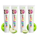 PediflorKidz Green Apple Flavor Anticavity Fluoride Toothpaste for children | Family combo pack | Vegan Friendly (Pack of 4) 70g each