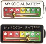 2PCS Social Battery Brooch Pin, Coo