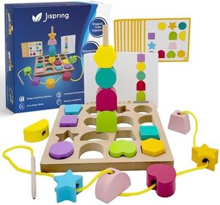 Jispring Dementia Shape Puzzles, Cognitive Color Matching Games, Shape Sorter, Beads Sequencing Games for Alzheimers, Stacking Blocks, Wooden Lacing Beads for Seniors, Products for Elderly