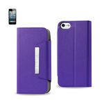 Reiko FC03-IPHONE5PP Magnet Flip Smooth Leather Case for Apple iPhone 5 - Purple