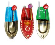 BG Bazzar Gali Combo of 1 Piece Red Hand Painted and 2 pcs. Plain Put Put Toy Boat (Total 3 pcs. ) RPP