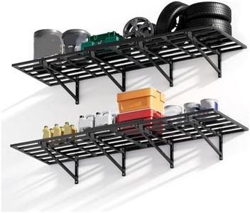 Garage Storage Shelving Wall Mounted, 2 Pack 2x6ft Wall Mount Shelves, 1600 Lbs Heavy Duty Sturdy Shelves, Folding Strong Garage Organiser, Storage Racks for Shop, Shed, Storage Shelve, Black