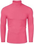 uxcell Men's Turtleneck Top Slim Fit Long Sleeve Pullover Turtle Neck Shirt Fuchsia 38