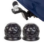 BLBK 2 Pack Trailer Hitch Ball Cover, Universal 50mm Rubber Towing Bar Ball Cap, Tow Ball Cover, Rubber Ball Cover, Tow Bar Cover, for Towing Trailer, Caravan Truck, Car, Black