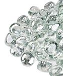GASPRO 10 Pound Fire Glass Diamonds - 1inch Clear Fire Glass for Propane Fire Pit, Decorative Fire Pit Glass for Gas Fireplace, Crystal Luster