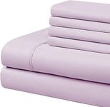 Bedding Begs 100% Organic Bamboo, Soft & Cooling, 4 Pices Bed Sheets(1 Flat Sheet and 1 Fitted Sheet 8" Deep Pocket with 2 Pcs Pillow Cover Set (17"x27") King Size Lavender Solid