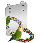 Bird Mirror Perches Rope for Cage Parrot/Budgies/Small Birds/Cockatiels/Parakeet Colorful Stand Toy