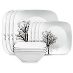 Corelle® Timber Shadows Square 12-piece Dinnerware Set, Service for 4