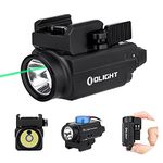 OLIGHT Baldr S Tactical Flashlight 600 Lumens Magnetic USB Rechargeable Light with Green Beam and White LED Combo, Compact Rail Mount Torch with Adjustable Rail - Black