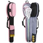 GOBUROUS Lacrosse Stick Bag for Men Women, Padded Lax Equipment Bag with Separate Ventilated Shoe Compartment and Multi Pockets for Essentials, Black and Pink
