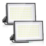 Onforu 2 Pack 100W LED Flood Light, 10000lm 5000K Daylight White, IP66 Waterproof Super Bright Security Lights, Outdoor Floodlight for Yard, Garden, Playground, Basketball Court